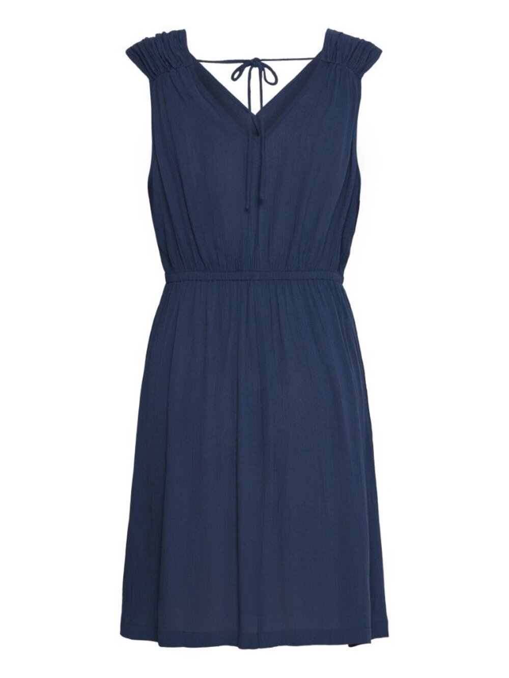 New $58 ICHI Ihmarrakech Total Eclipse Blue Viscose Tie Back Dress, Small